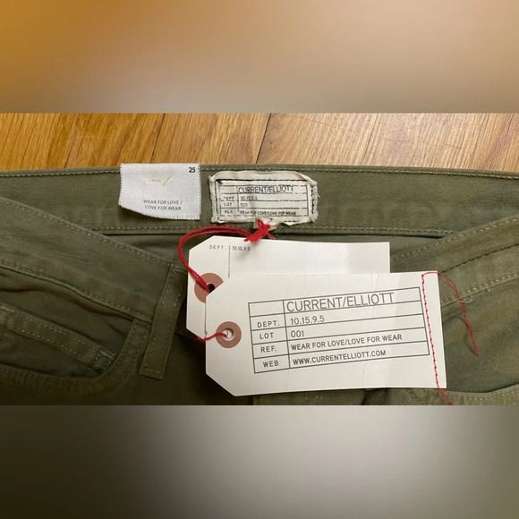 NWT Current/Elliott The Ankle Skinny Cheville Army Green Jeans Size 25 - Picture 5 of 7